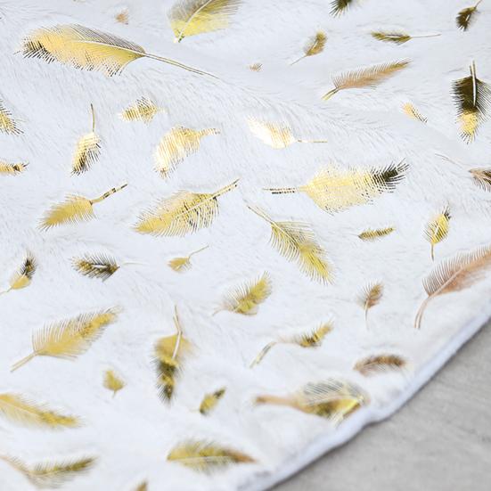 35 Inch Christmas Tree Skirt Gold Sequin Feather Snowflake Pattern White Faux Fur Tree Skirt Fluffy Plush Tree Base Mat for Holiday Home Decor