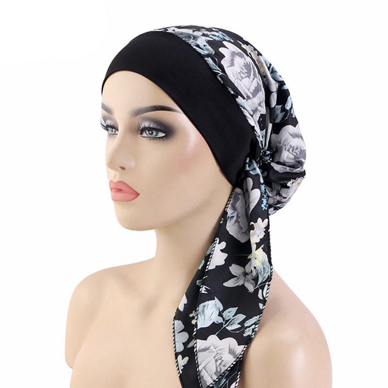 Women's Bandage Wide-Brimmed Elastic Ethnic Print Turban Fur Nightcap Headcloth