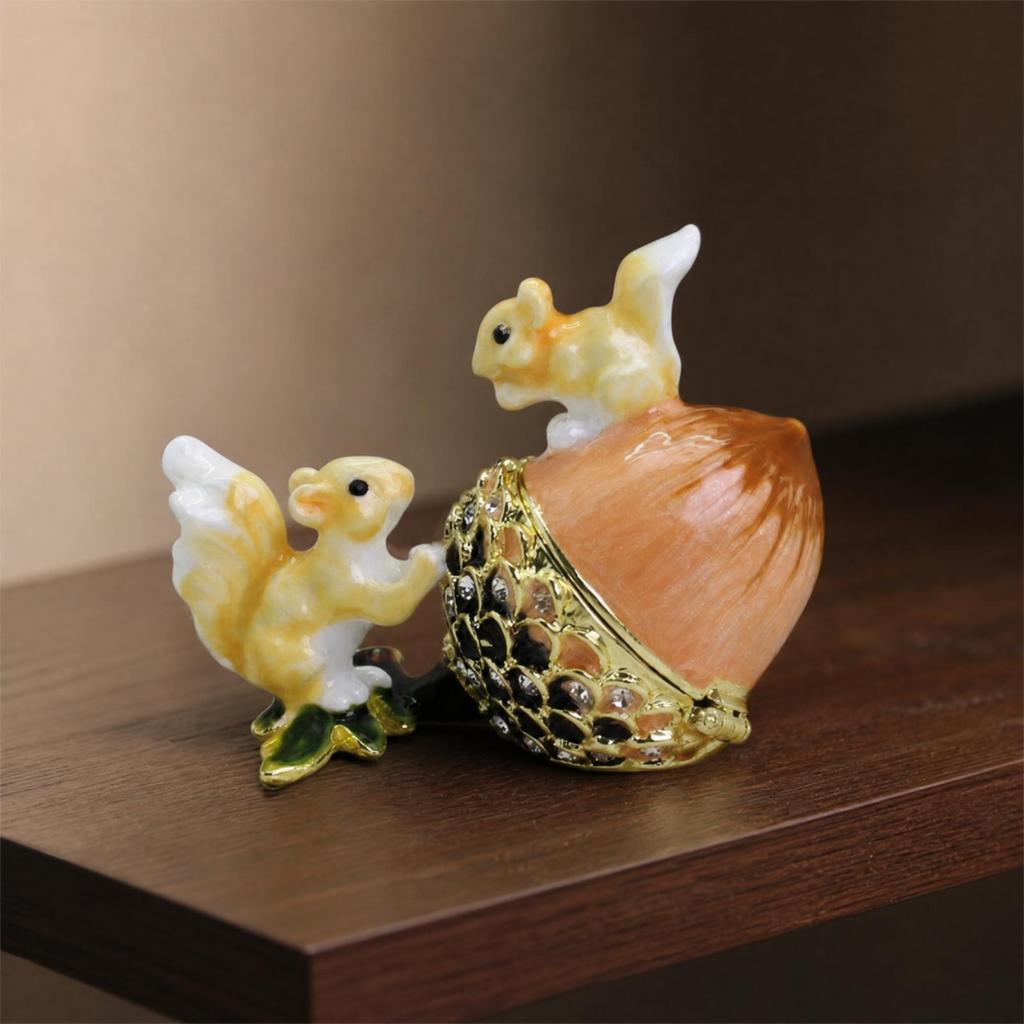 AcornShaped Jewelry Box Compact Squirrel Figurine Lightweight Collectible
