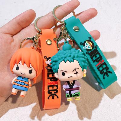 Porte-clés Anime Une Pièce en Gros Singe Cartoon D. Luffy Roronoa Zoro Porte-clés Poupée Sac à Dos Pendentif de Voiture Chaveiro pour Hommes Femmes Cadeau