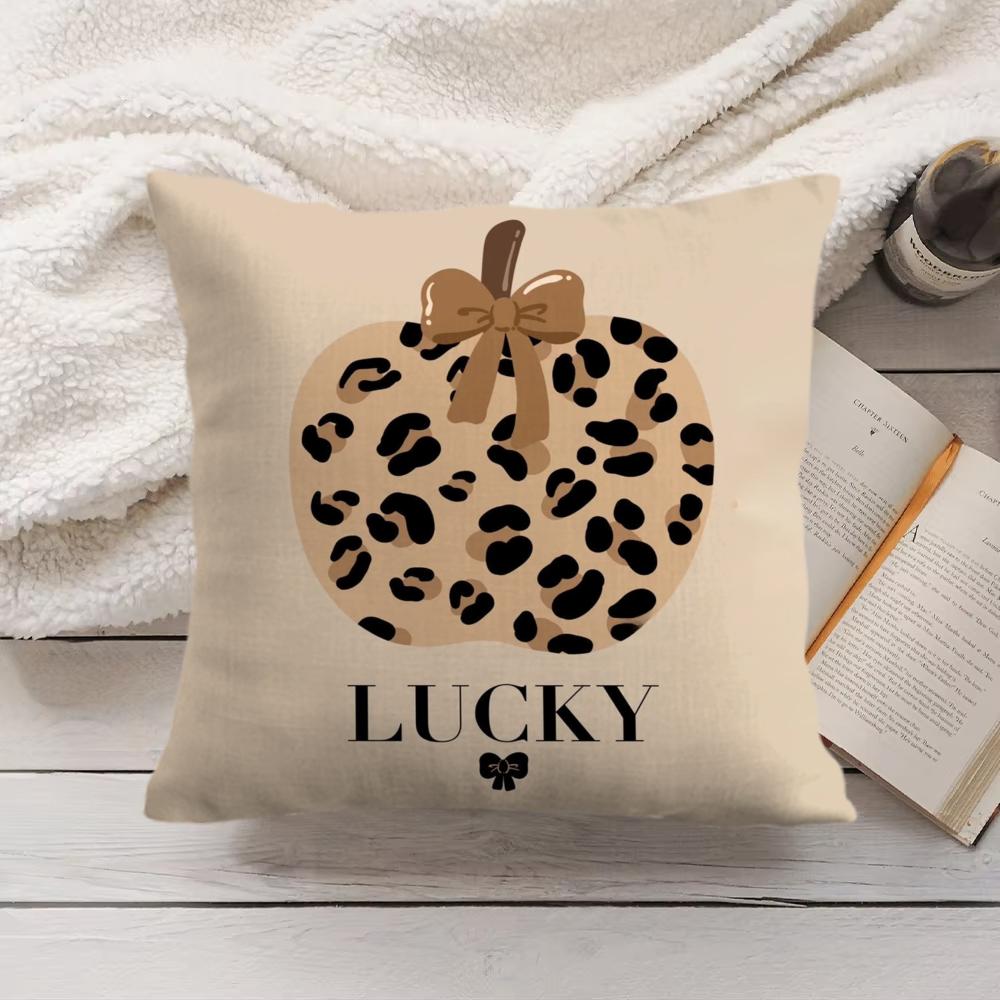 Brown Leopard Print Design Cushion Cover Short Plush DoubleSided Printing Home Machine Washable in Warm Winter Pillow Cover