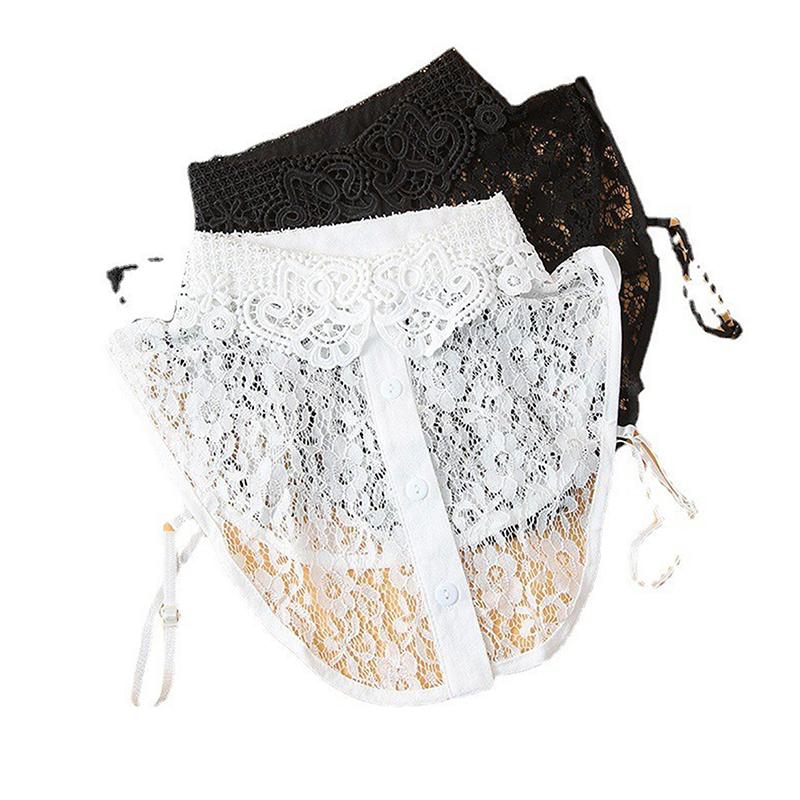 Damen Spitzenpuppe Falscher Kragen Schal Wickel Abnehmbar Abnehmbarer Spitzen-Falschkragen Verstellbar Damen Kleidung Accessoire