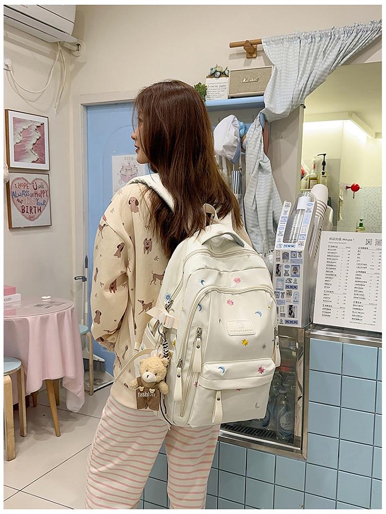 Ultralight, Large Capacity Waterproof Backpack for High School Students - Fashionable Embroidered Design