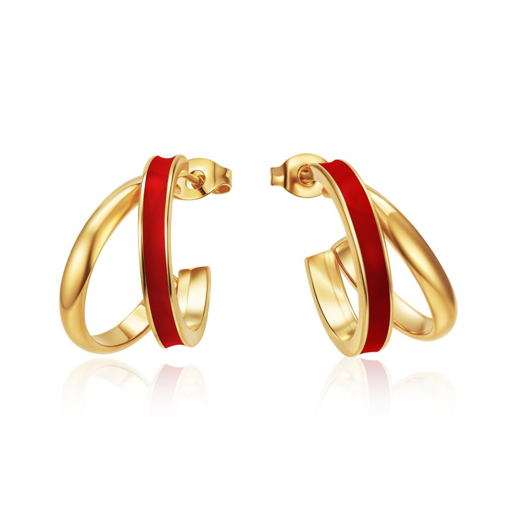 Stainless steel earrings cold wind personalized earrings C-shaped temperament simple oiling drip earrings