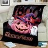 1PC Custom Name Halloween Pumpkin Ghosts Outdooor Flannel Blankets Throw Blanket All-Season Throw Gift Bedspread for Couch, Bed, Camping Holiday Birth