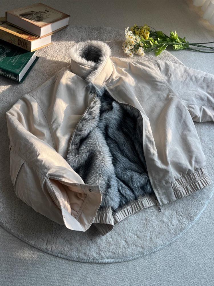 Men's Winter Snow Leopard Cotton Jacket with Fur Collar - Thick, Velvet-Lined, Three-Proof Design.