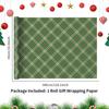 1 Rolka Świątecznego Papieru do Pakowania - 3,28 Jarda na Rolkę, Zielony Papier Kraft do Pakowania Prezentów na Boże Narodzenie, Urodziny, Dekoracja na Przyjęcie Świąteczne