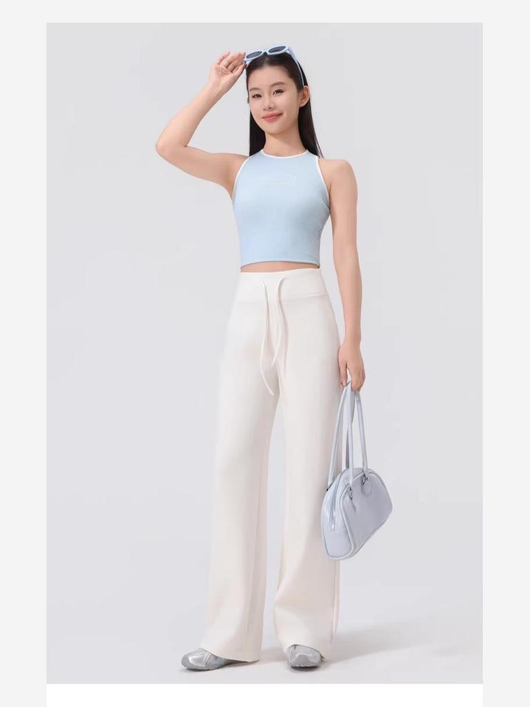 Spring Women's Slimming High Waist Loose Fit Black Straight Leg Pants