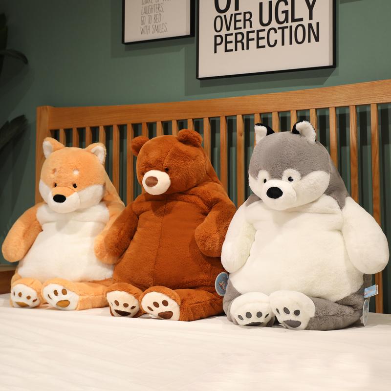 Stuffed Lazy Bear Doll Soft Brown Bear Plush Toy PandaDuckShiba Inu DogTiger Animal Toys Baby Sleep Pillow Kids Girl Gift