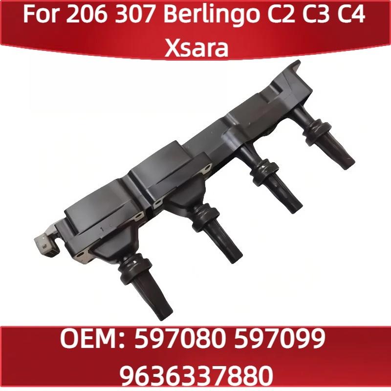

597080 597099 For engine systems ignition coil Compatible for Peugeot 206 307 for Citroen Berlingo C2 C3 C4 Xsara 9636337880