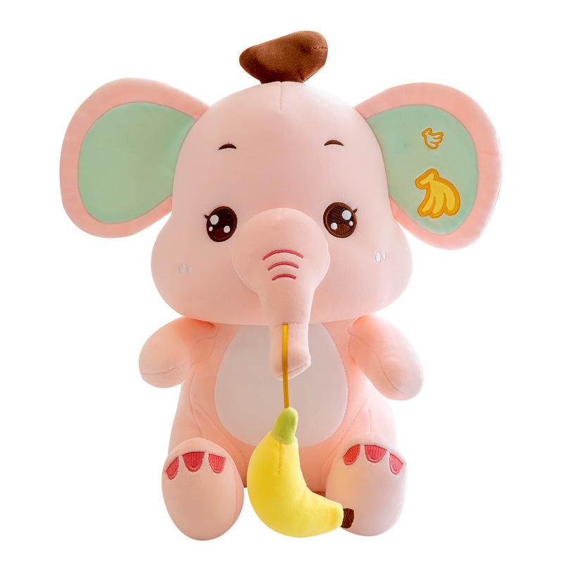 Baby Elephant Doll Baby Baby Sleeping with Chewing Banana Elephant Doll Doll Plush Toy Birthday Gift Girl