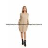 2025 Autumn/Winter European Style Plus Size Women's High Neck Loose Knit Sweater Cardigan with Pockets