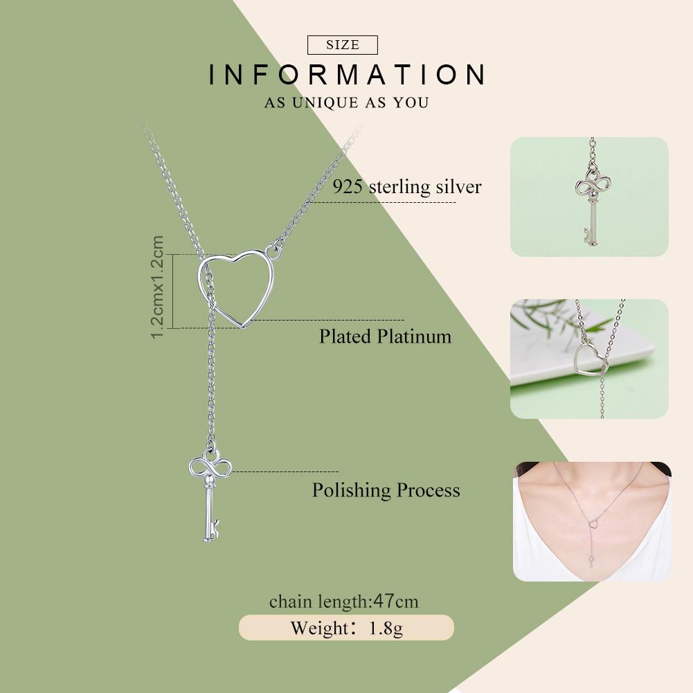 WOSTU Design 925 Sterling Silver Náhrdelníky s přívěskem Key to Your Heart pro milovníky dárků pro ženy
