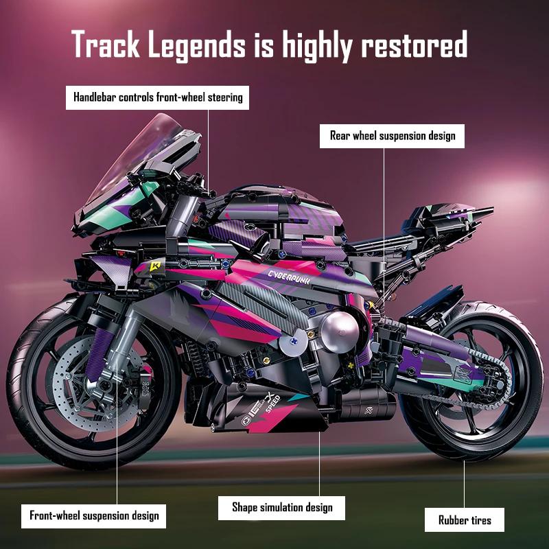 1:5 Technical Cyberpunk Motorcycle Building Blocks Educational Construction Toy Grade Gift Suitable Adults Kids Festival Gift