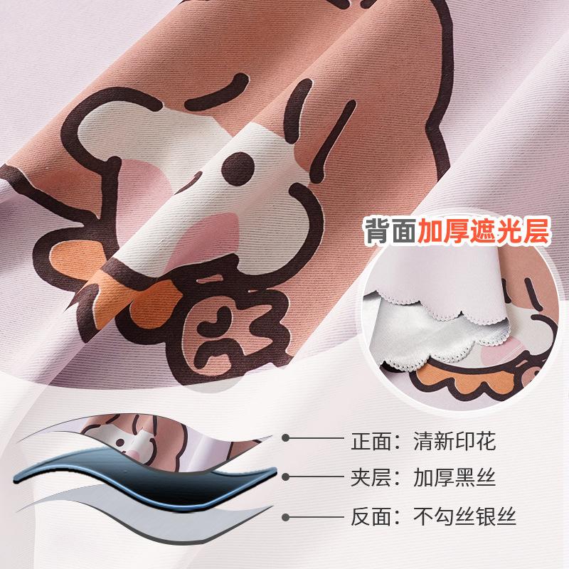 Velcro Curtains, Korean Cartoon Internet Celebrity Rental House Heat Insulation Light Blackout Cloth