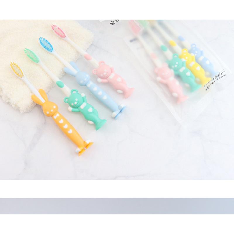 4pcs/Set Baby Kids Training Soft-Bristled Suction Stand Toothbrushes for Kids Children with Thick Ru