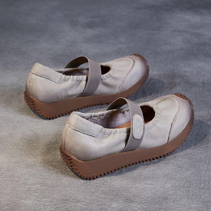 Johnature Genuine Leather Soft Sole Retro Slip-on Shoes Casual Soft Cowhide Women's Flat Shoes