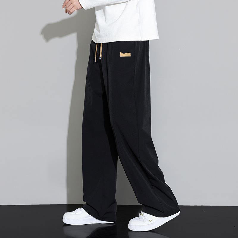 Spring Autumn Men's Clothing Drapey Wide-leg Pants Loose Sports Pants Trendy Straight-leg Casual Trousers