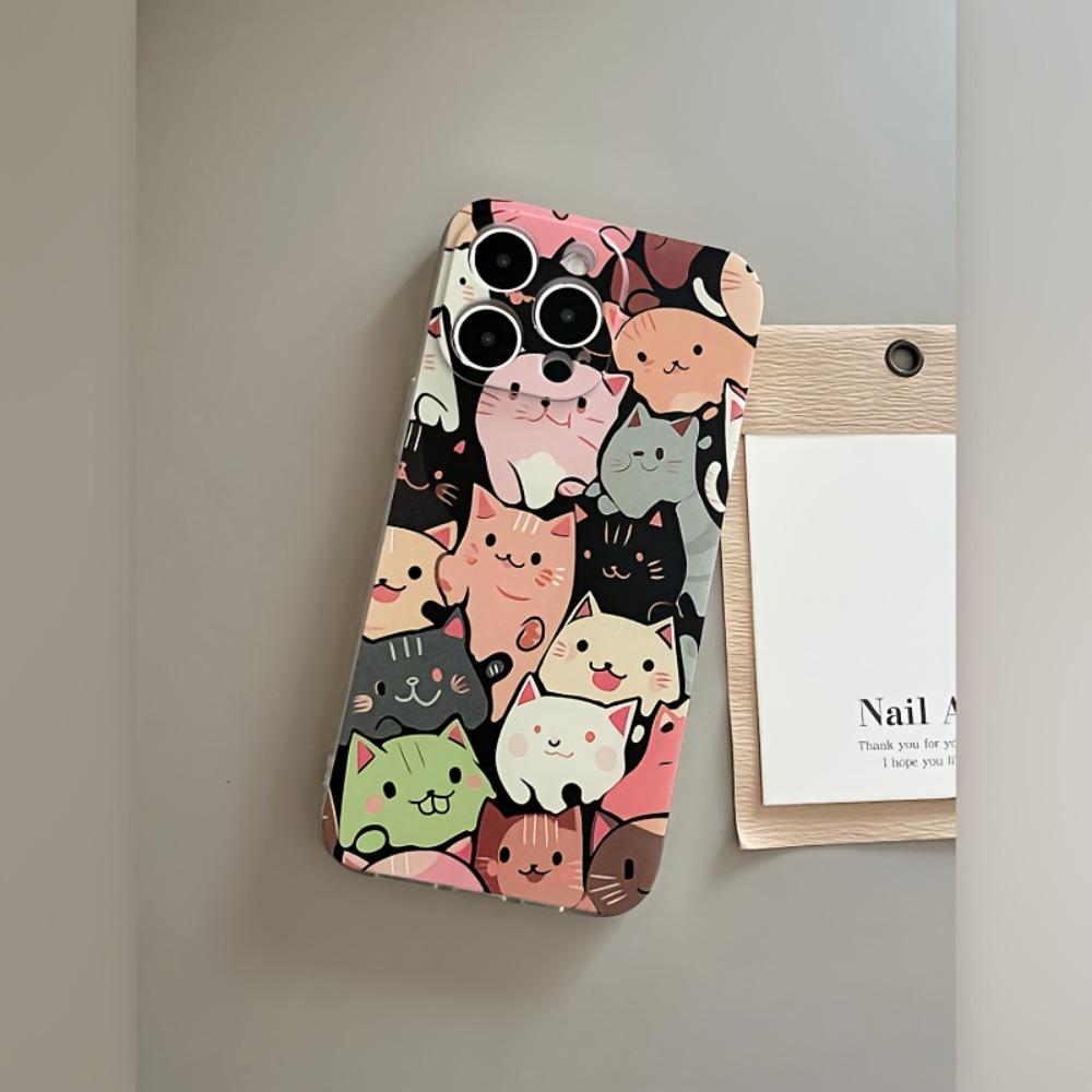 Cartoon Cute Cat Transparent Phone Case Suitable for iPhone 17 16 15 14 13 12 11Pro/Max/Plus Anti Drop and Shockproof Back Cover