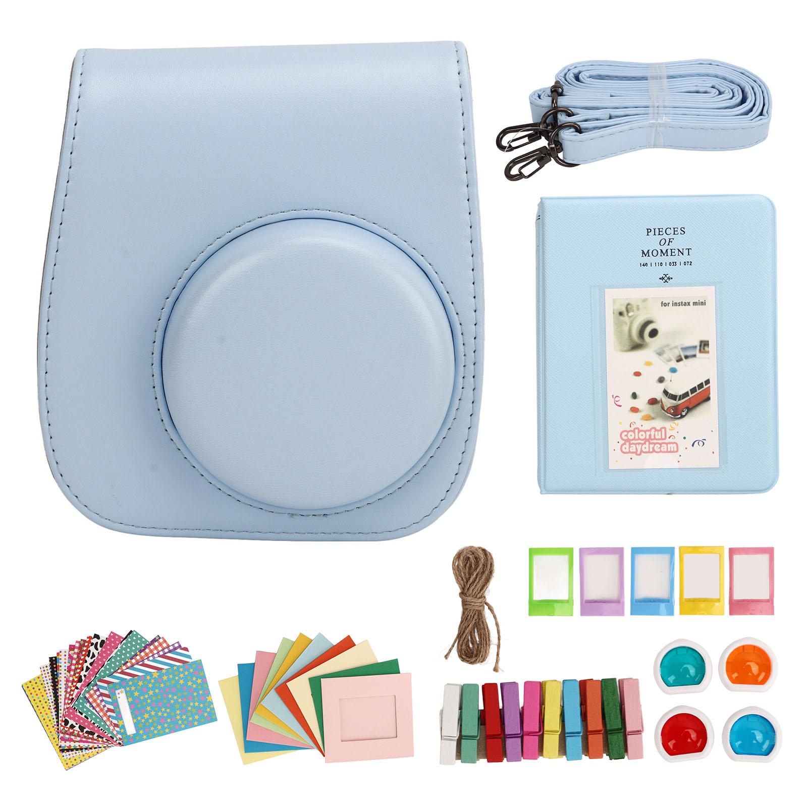 

PU Camera Protective Bag for Fujifilm Instax Mini 12 with 64 Pockets Album 4 Color Filters Colorful Hanging Frames Stickers синий