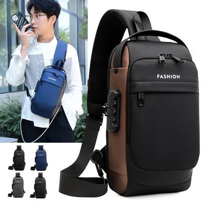 Multifunction Anti-theft USB Shoulder Crossbody Bag Travel Sling Pack Messenger Pack Chest Bag Male Luxury Brand Men