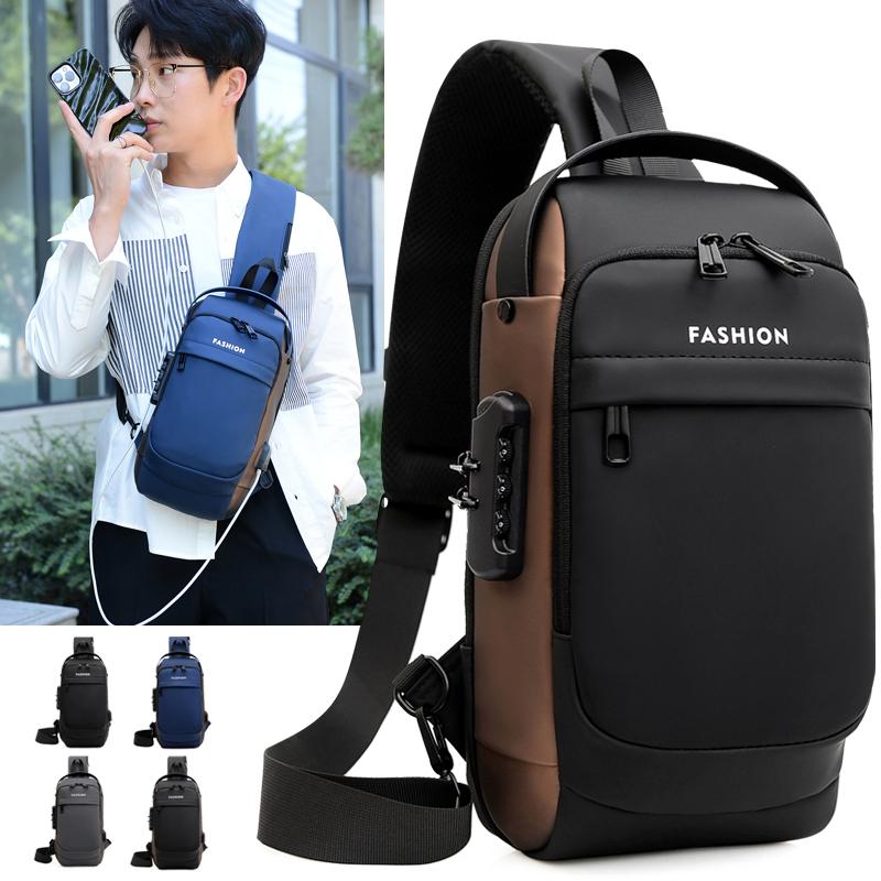 Multifunktionale Diebstahlschutz USB Schulter Crossbody Tasche Reise Sling Rucksack Messenger Tasche Brusttasche Männlich Luxusmarke Herren