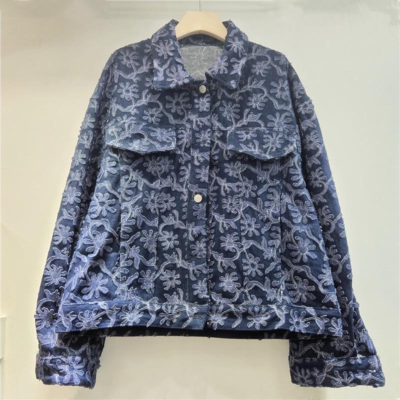 

Европейская станция 2026 Стильная ретро джинсовая куртка жаккард для похудения One Size