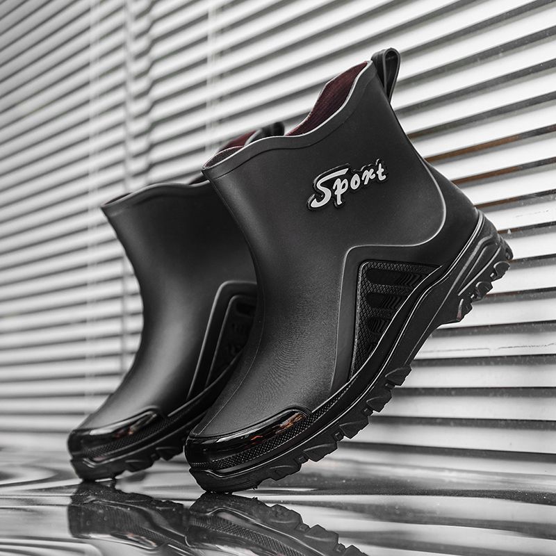 Rain shoes men's fashion adult short rain boots non-slip waterproof men's outdoor