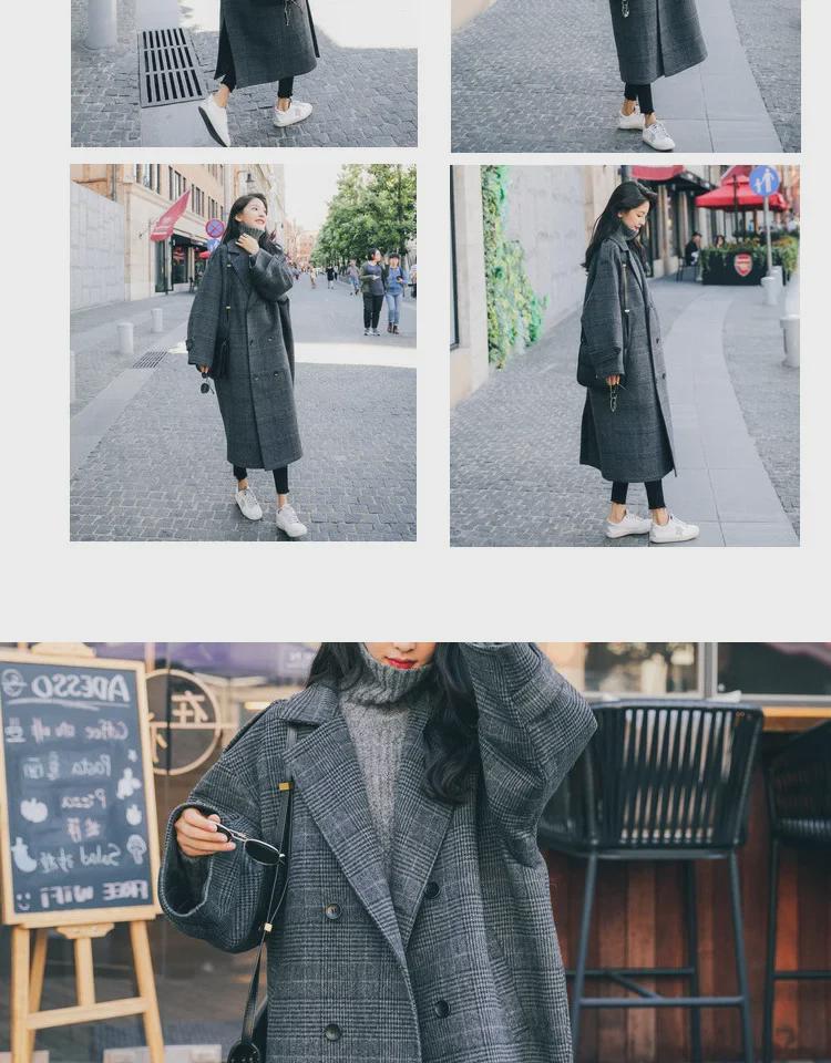Women's Plaid Wool Coat, Padded Mid-Length Loose Korean Style for Winter 2025.