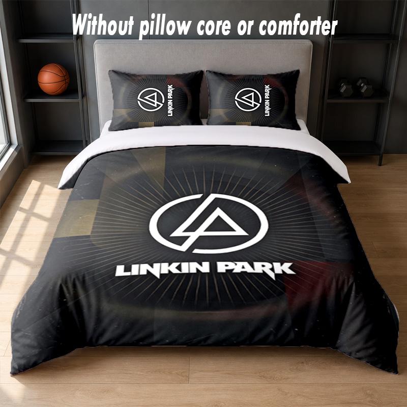 Linkin Park Design Bed Bedding Set 1 Duvet Cover + 2 Pillowcases Soft Breathable Household Bed Linens