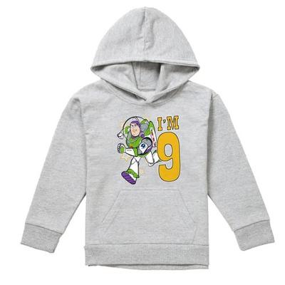 Childrens/Kids I'm 9 Buzz Lightyear Heather Birthday Pullover Hoodie