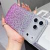 For iPhone 17 Pro Max Case Rhinestone Decor Wave Frame TPU Phone Cover with Leopard Print Glitter Card