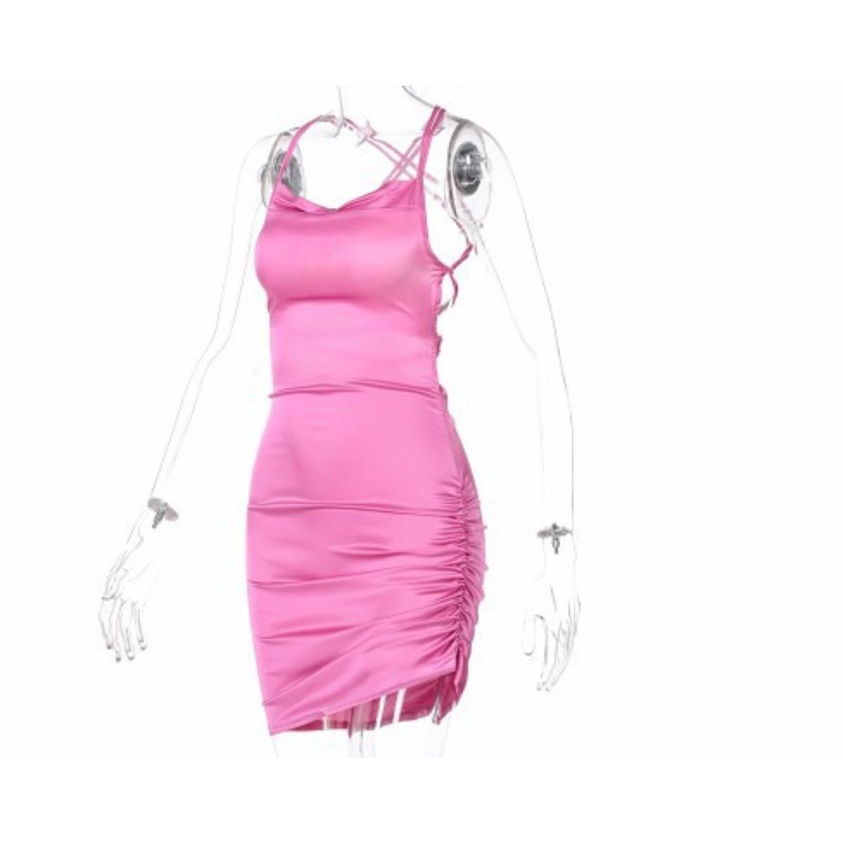 

Летнее Сексуальное Однотонное Платье-Комбинация с Вырезом на Спине Женское Европейский Американский Стиль S красный