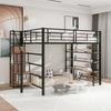 Youth Bed with Safety Stairs Several Shelves Built-in Wardrobe Strong Load Bearing Metal Frame Loft Bed Home Furniture