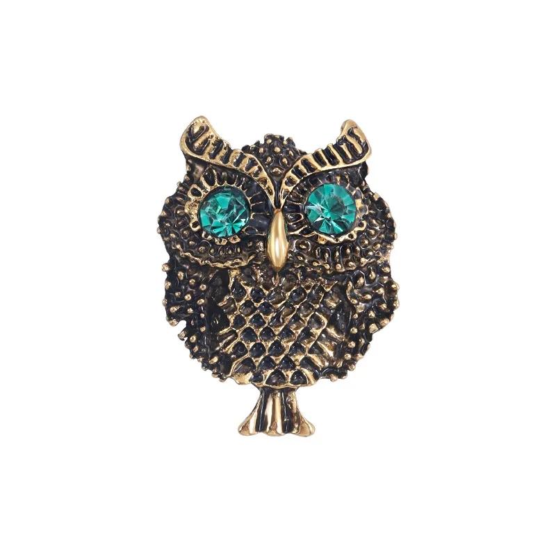 Women Men Owl Brooch Enamel Rhinestone Animal Pins Women's Coat Accessories Banquet Corsage Pin Gift
