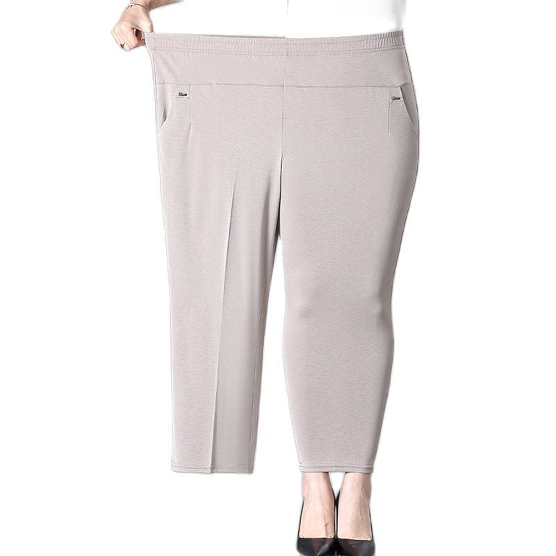 Middle Aged Women's Pants 2026 New Summer Thin High Waiste Elastic Loose Straight Pants Female Casual Trousers 5XL 6XL 7XL 8XL