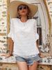 2025 Spring/Summer European & US White Ruffle Sleeve Round Neck Women's Loose Short Sleeve Fashion Top