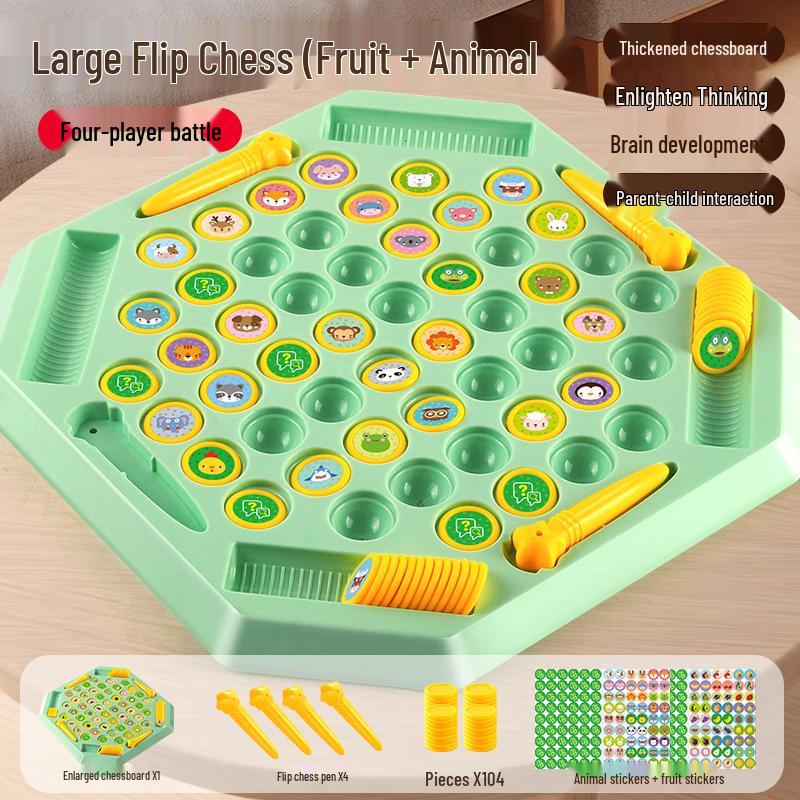 Children's Chess Match-Up: Flip-Over Battle Game for Two Players, Enhances Concentration & Parent-Child Interaction