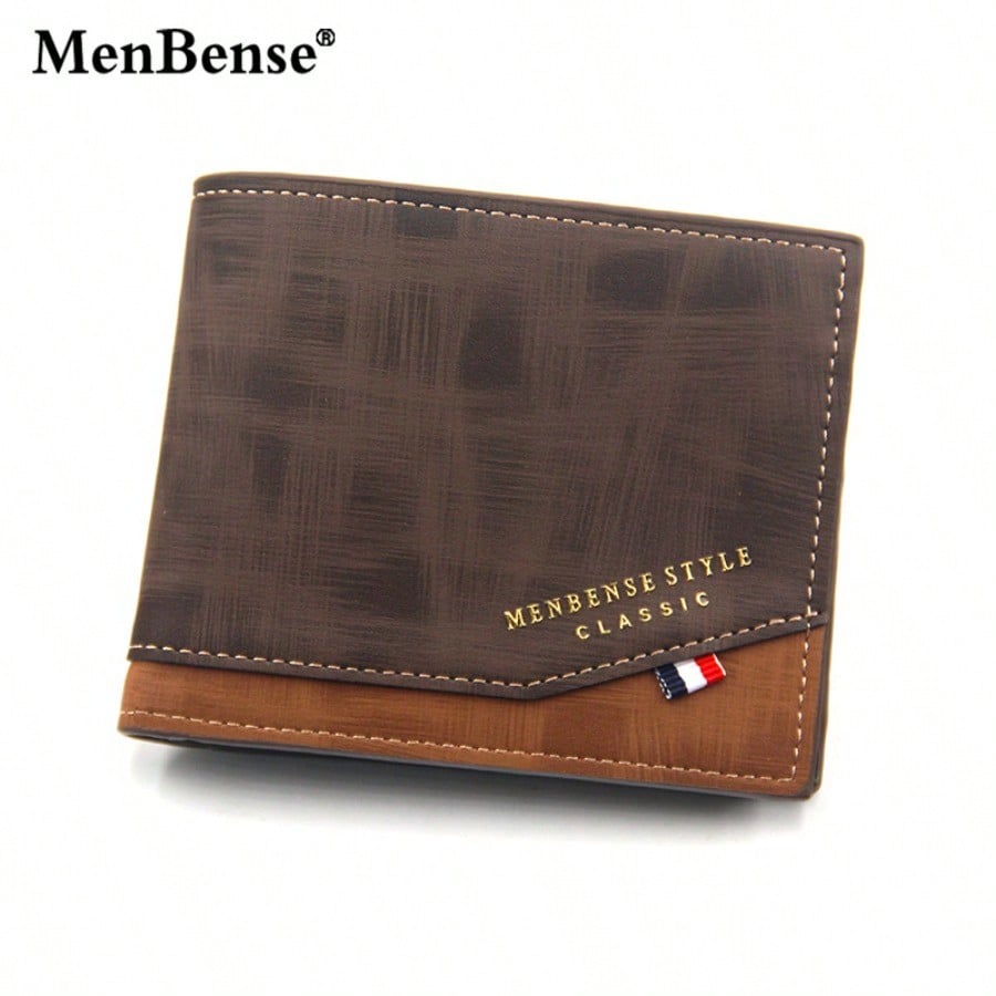 Korean Version Hinge Bronzing Printing Men's Wallet Short, Matte Multi-card Large-capacity Men's Wallet
