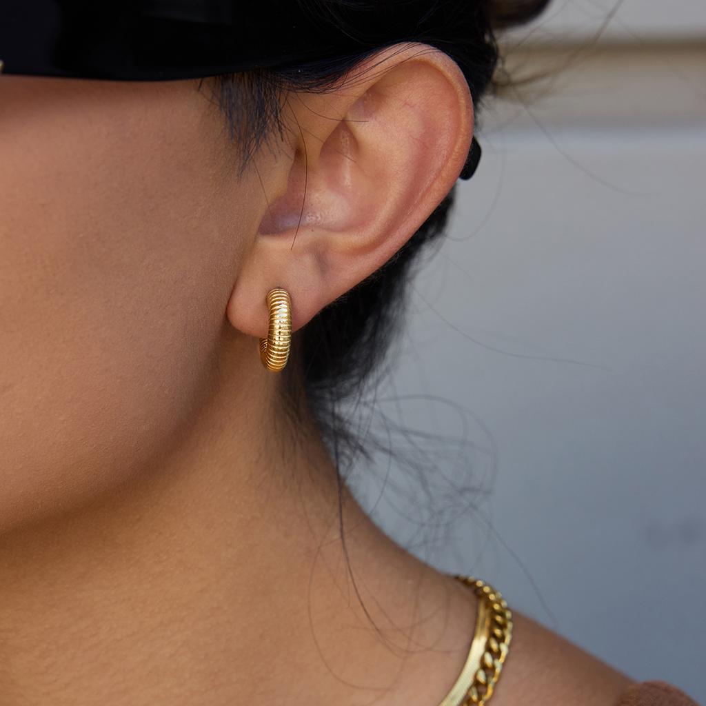 Three Layer Hollow C-shaped Stud Earrings Tarnish Resistant Metal Ladies Daily Wear Fashion Jewelry Wholesale