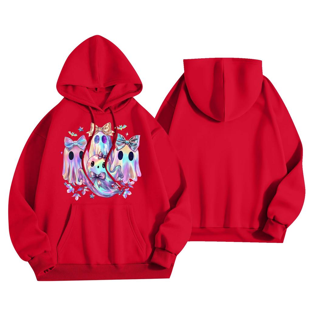 Dammode Lättviktig Långärmad Pullover Med Fickor Baseballtryck Hoodie