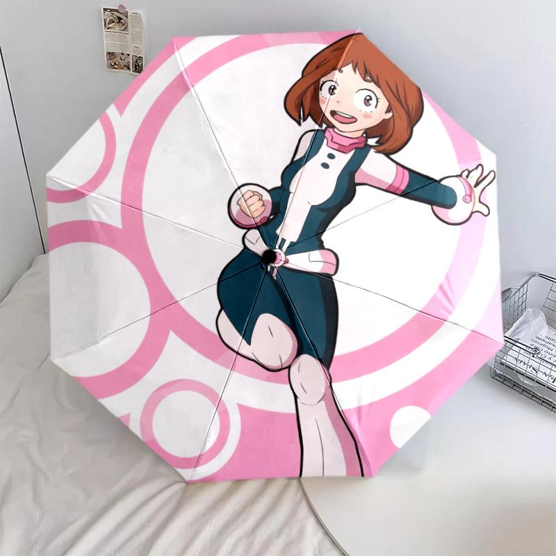 Ochaco Uraraka pattern, automatic folding umbrella, portable and foldable design, 8 ribs, a Christmas or birthday gift.