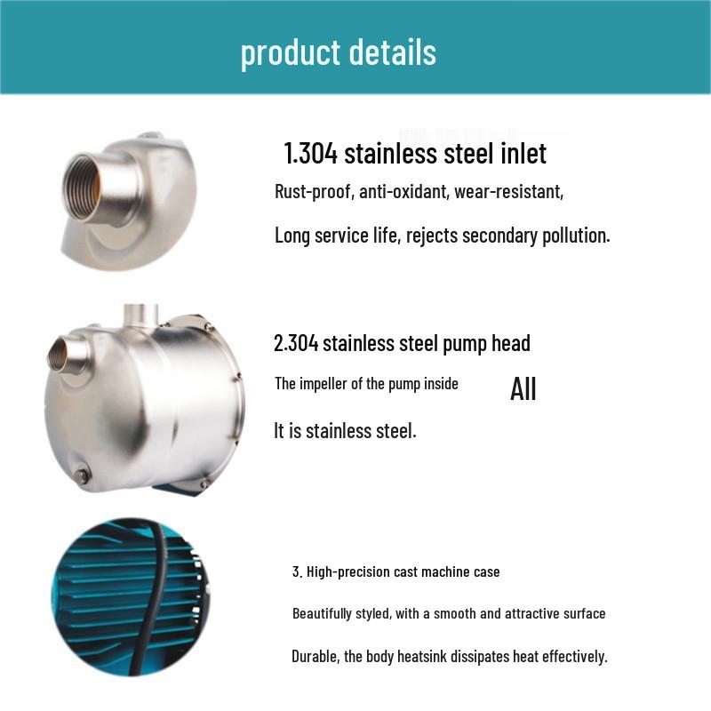220V Self-Priming Booster Pump: 304 Stainless Steel, 316 Seawater Aquaculture Jet, Acid & Corrosion Resistant for Irrigation & Fertilization