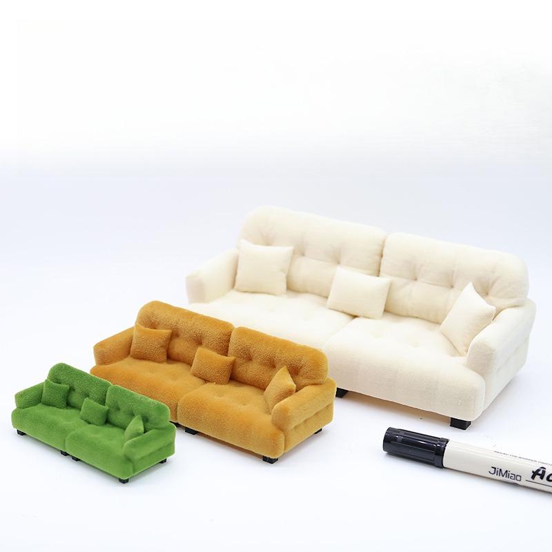 1:25/30 Sofa PLA Mini Doll Cream Style Realistic Washable Dollhouse Handmade DIY Scene Building Miniature Decor Mini Furniture