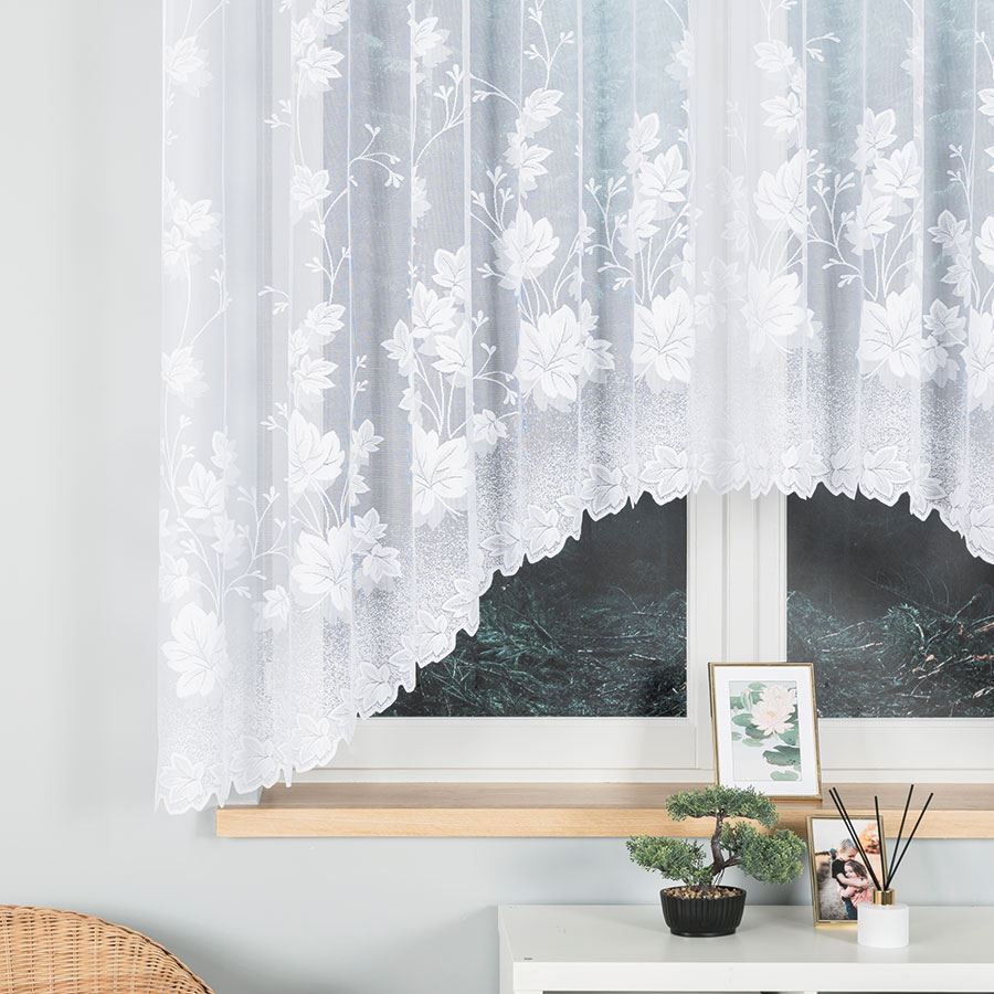 Bożena - Ready-Made Jacquard Curtain With A Cut At The Bottom - 300X160 Cm - White