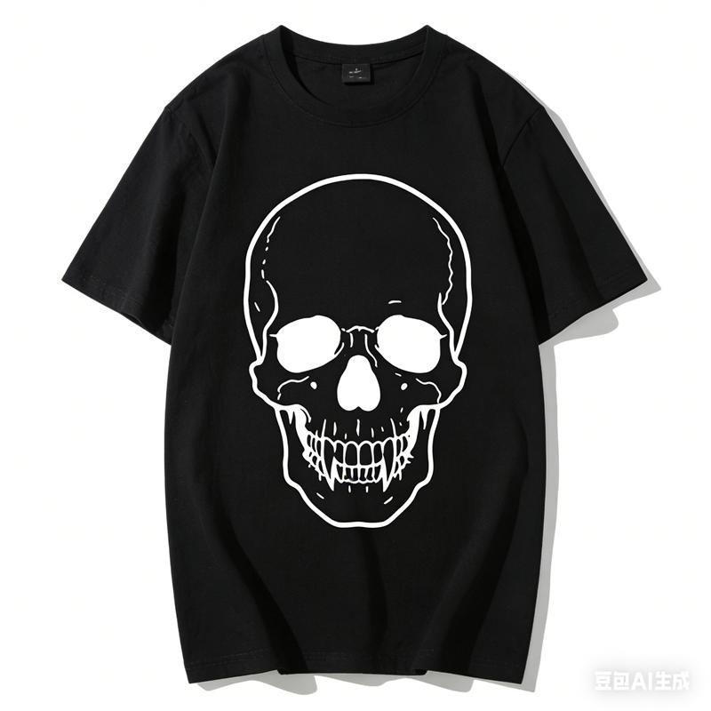 Unisexs Tshirt 100 Cotton Skull Printed TShirt Short Sleeve Basic Casual Tees for Unisex Women Summer Daily Wear 3XL