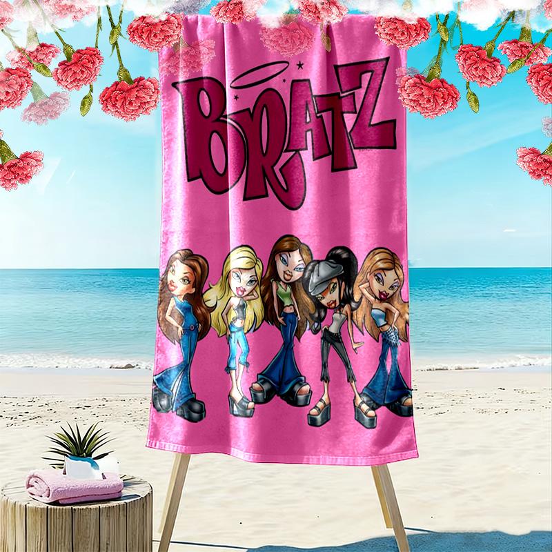 Bratz Cartoon Print Beach Towel, Large Soft Quick Dry Towel for Beach Camping Swimming