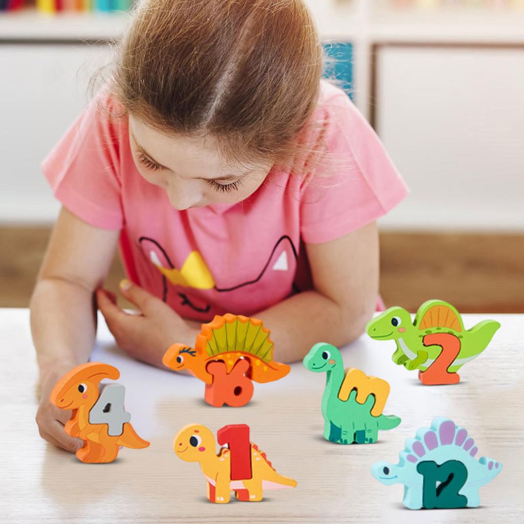 Early Childhood Education And Brain-training Number Board, Number Matching Hand , Cartoon Dinosaur Animal Building Block Toy