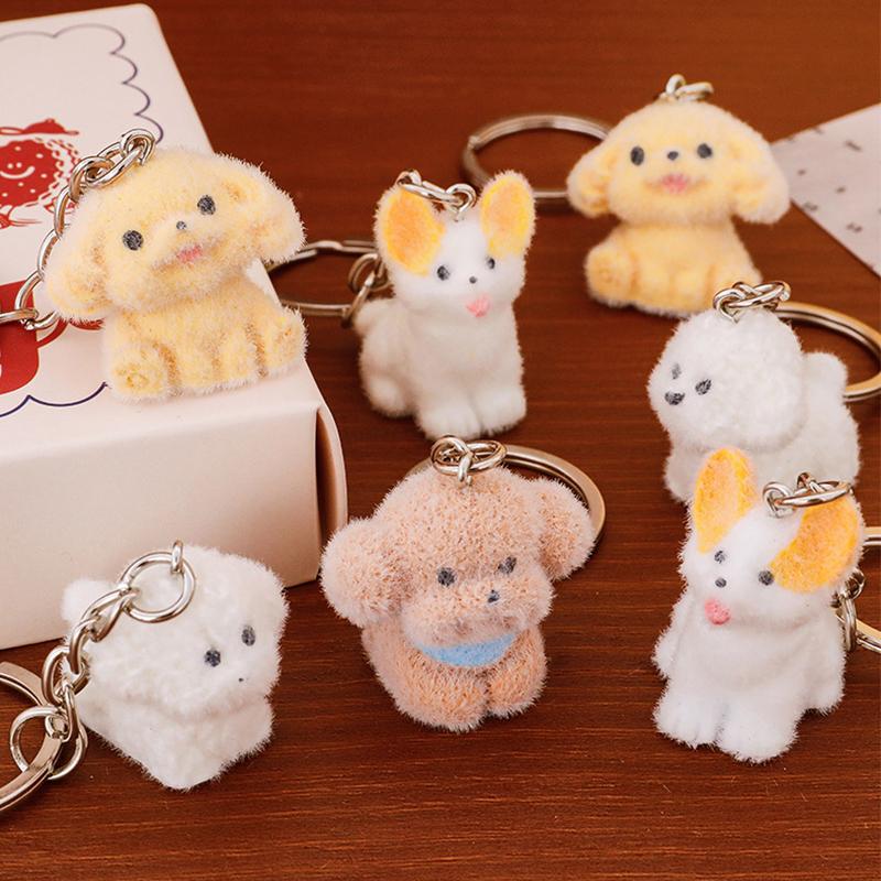 1PC Plush Playful Cartoon Soft Dog Durable Keychain Cute Pendant Exquisite Plush Gift 8.2*2.8cm