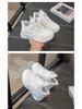 White Leather Sports Shoes with Rotating Button for Girls' & Boys', Soft Sole Lightweight Sneakers for Kids